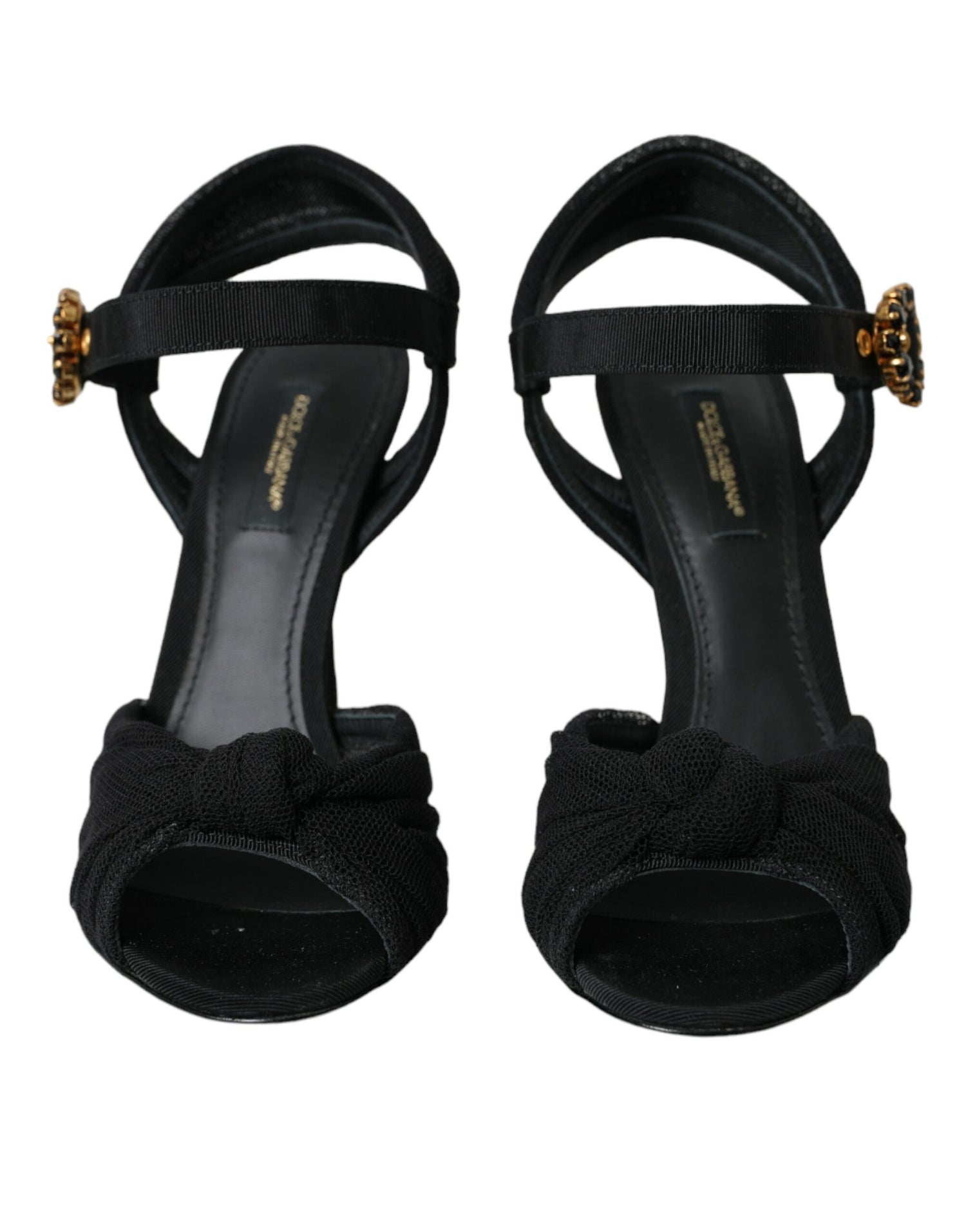 Dolce &amp; Gabbana Dolce &amp; Gabbana Black Suede Embellished Heels Sandals Shoes/EU38.5/US8/Black