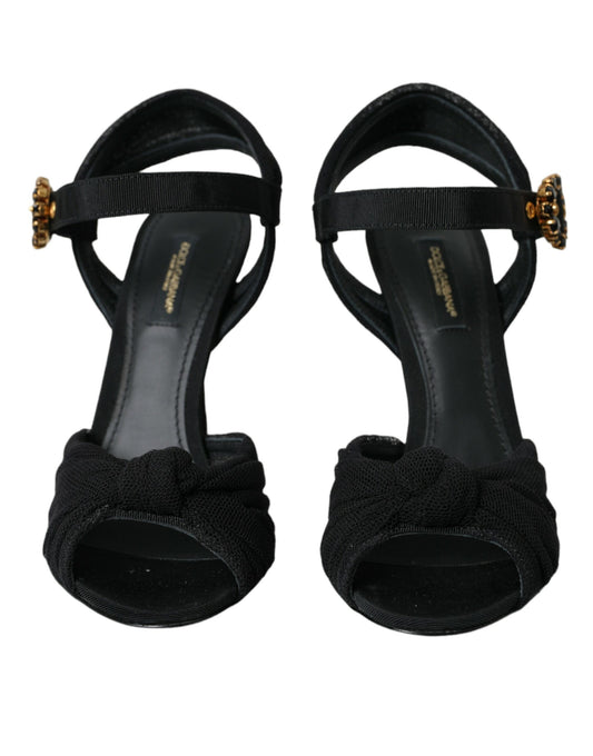 Dolce & Gabbana Dolce & Gabbana Black Suede Embellished Heels Sandals Shoes/EU38.5/US8/Black