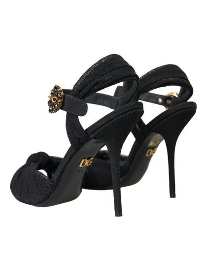 Dolce &amp; Gabbana Dolce &amp; Gabbana Black Suede Embellished Heels Sandals Shoes/EU38.5/US8/Black