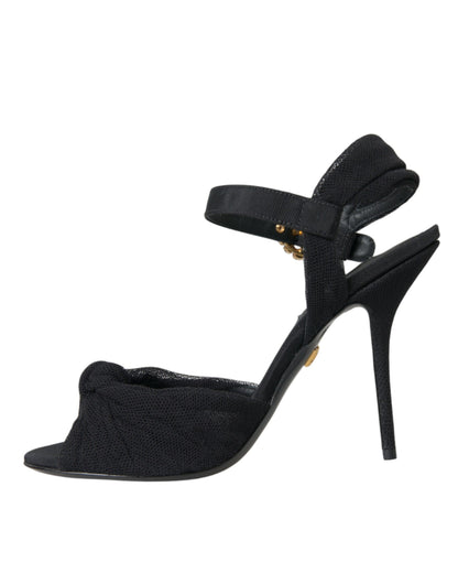 Dolce &amp; Gabbana Dolce &amp; Gabbana Black Suede Embellished Heels Sandals Shoes/EU38.5/US8/Black