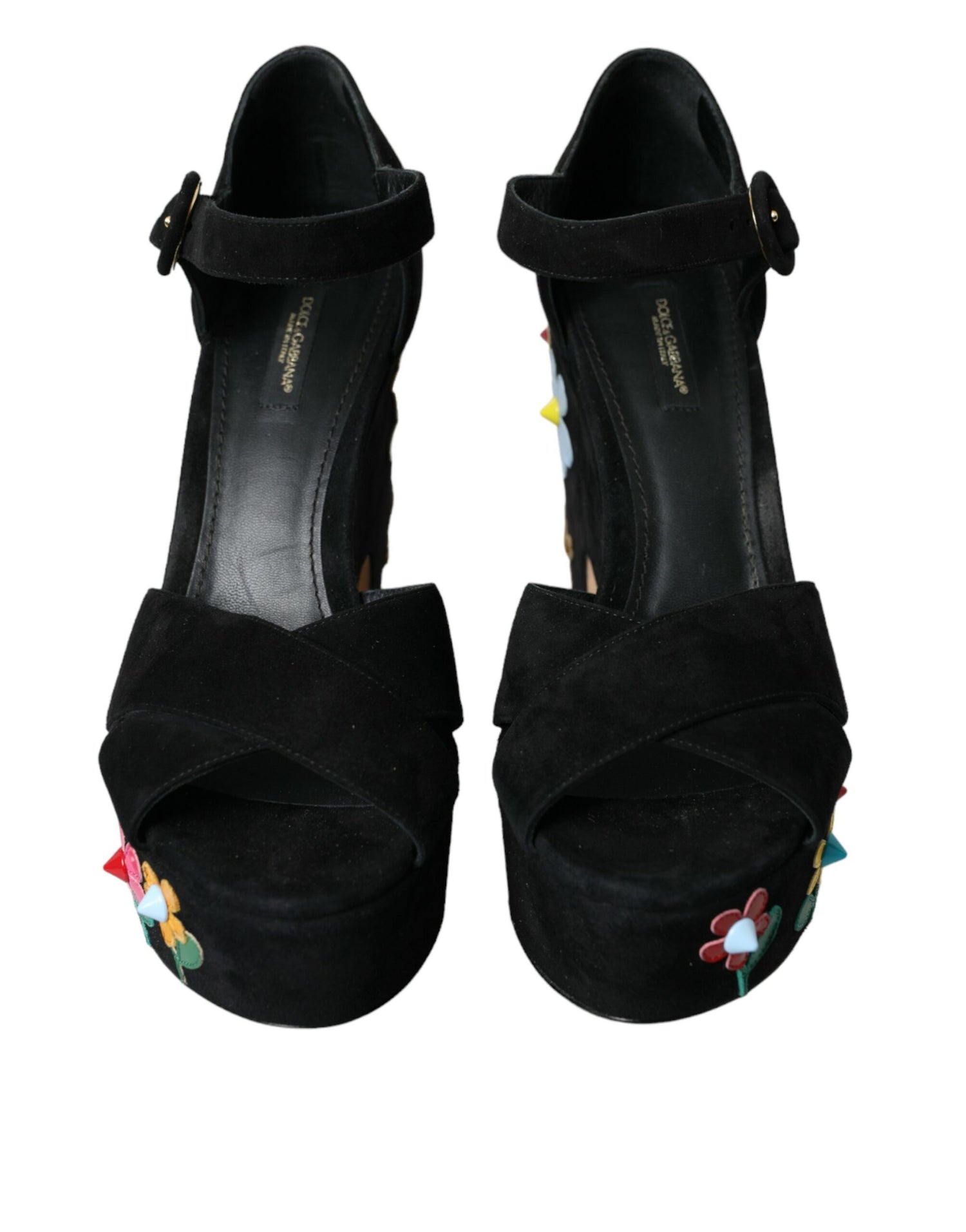 Dolce &amp; Gabbana Dolce &amp; Gabbana Black Suede Ankle Strap Heels Sandals Shoes/EU39/US8.5/Black