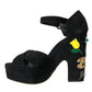 Dolce & Gabbana Dolce & Gabbana Black Suede Ankle Strap Heels Sandals Shoes/EU39/US8.5/Black