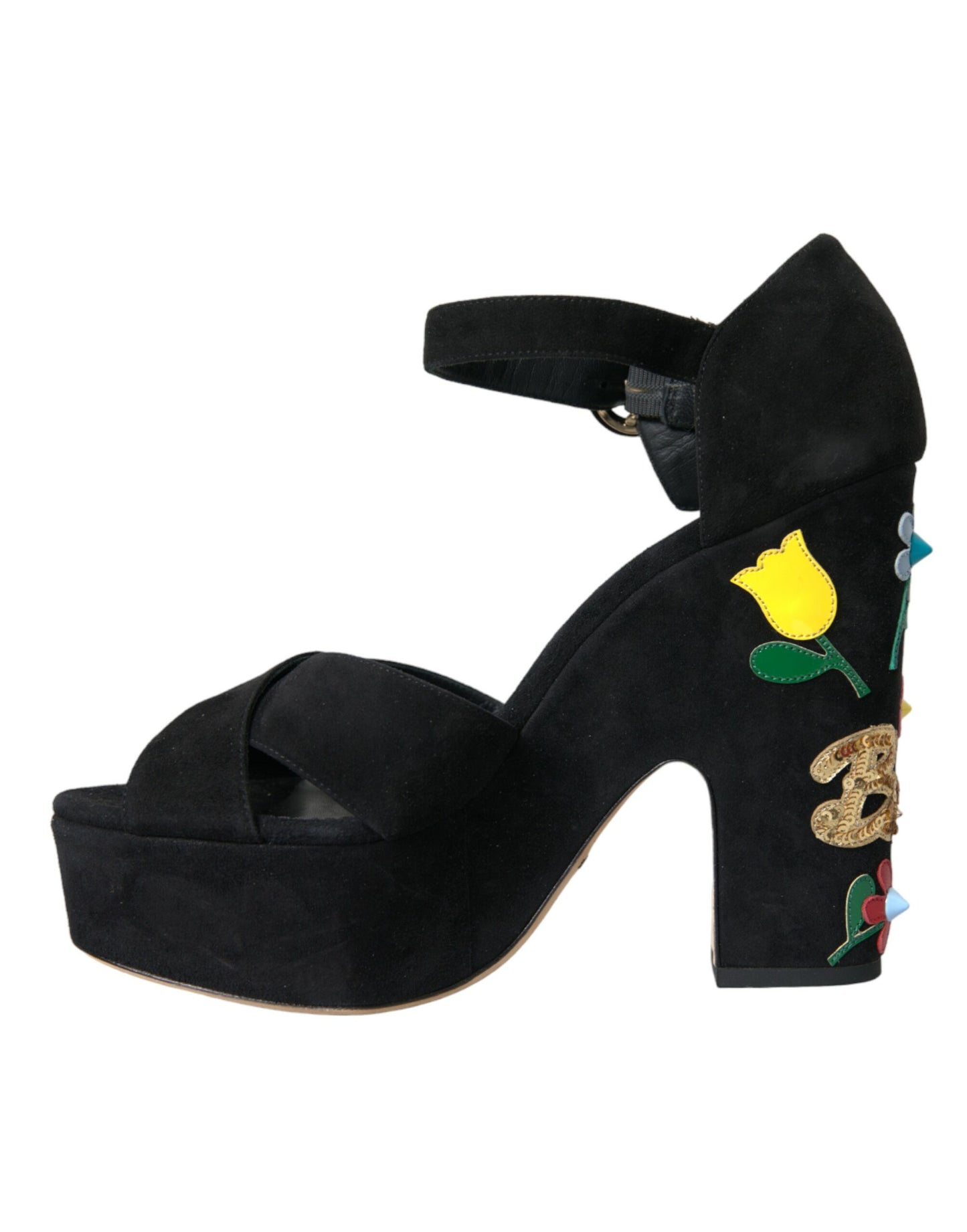 Dolce & Gabbana Dolce & Gabbana Black Suede Ankle Strap Heels Sandals Shoes/EU39/US8.5/Black