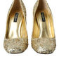 Dolce & Gabbana Dolce & Gabbana Gold Sequin Crystal Heels Pumps Shoes/EU39/US8.5/Gold