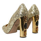 Dolce & Gabbana Dolce & Gabbana Gold Sequin Crystal Heels Pumps Shoes/EU39/US8.5/Gold