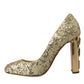 Dolce & Gabbana Dolce & Gabbana Gold Sequin Crystal Heels Pumps Shoes/EU39/US8.5/Gold