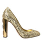 Dolce & Gabbana Dolce & Gabbana Gold Sequin Crystal Heels Pumps Shoes/EU39/US8.5/Gold