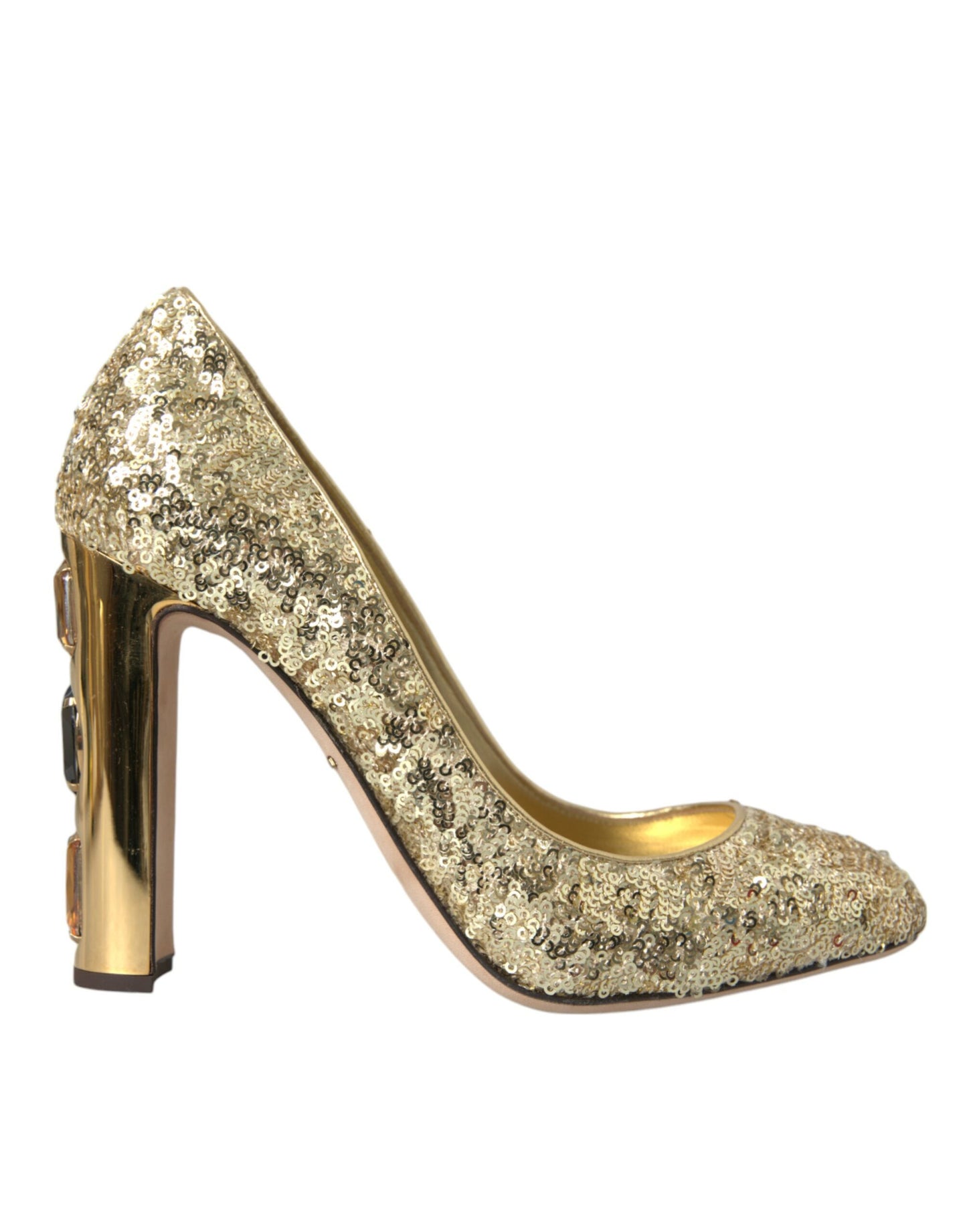 Dolce & Gabbana Dolce & Gabbana Gold Sequin Crystal Heels Pumps Shoes/EU39/US8.5/Gold