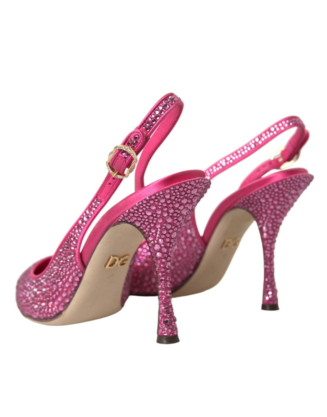 Dolce &amp; Gabbana Pink Slingbacks Crystal Pumps Shoes/EU39/US8.5/Pink
