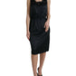 Dolce & Gabbana Dolce & Gabbana Black Polyester Lace Trim Sheath Midi Dress/IT48|XXL/Black