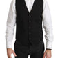 Dolce & Gabbana Dolce & Gabbana Black Wool Stretch Waistcoat Formal Dress Vest/IT46 | S/Black