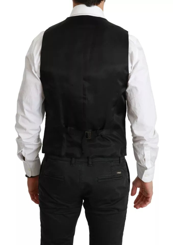 Dolce & Gabbana Dolce & Gabbana Black Wool Stretch Waistcoat Formal Dress Vest/IT46 | S/Black