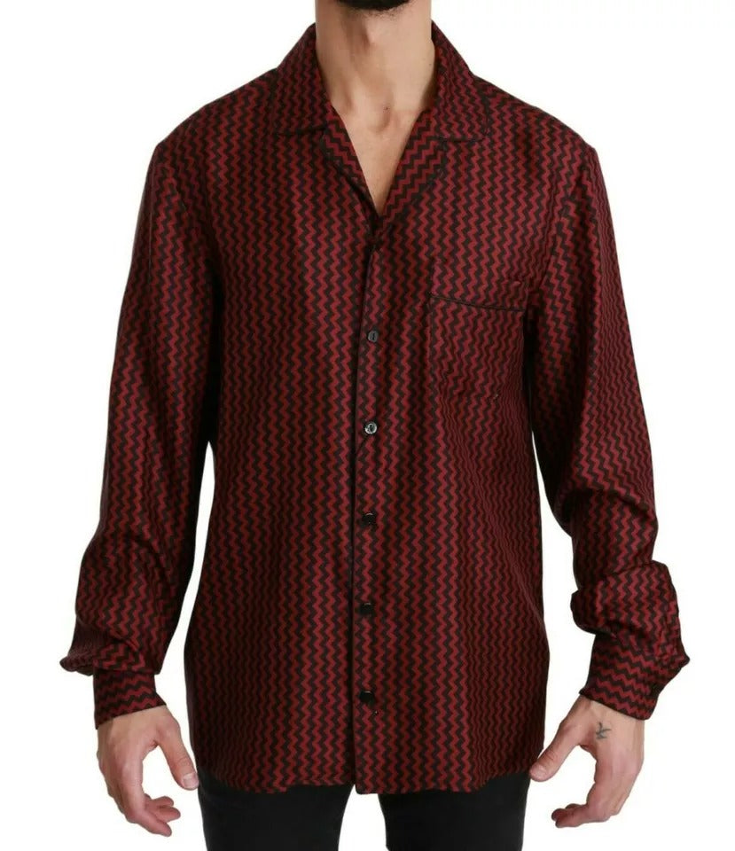 Dolce & Gabbana Dolce & Gabbana Black Red Zigzag Pattern Casual Shirt/IT39 | S/Black