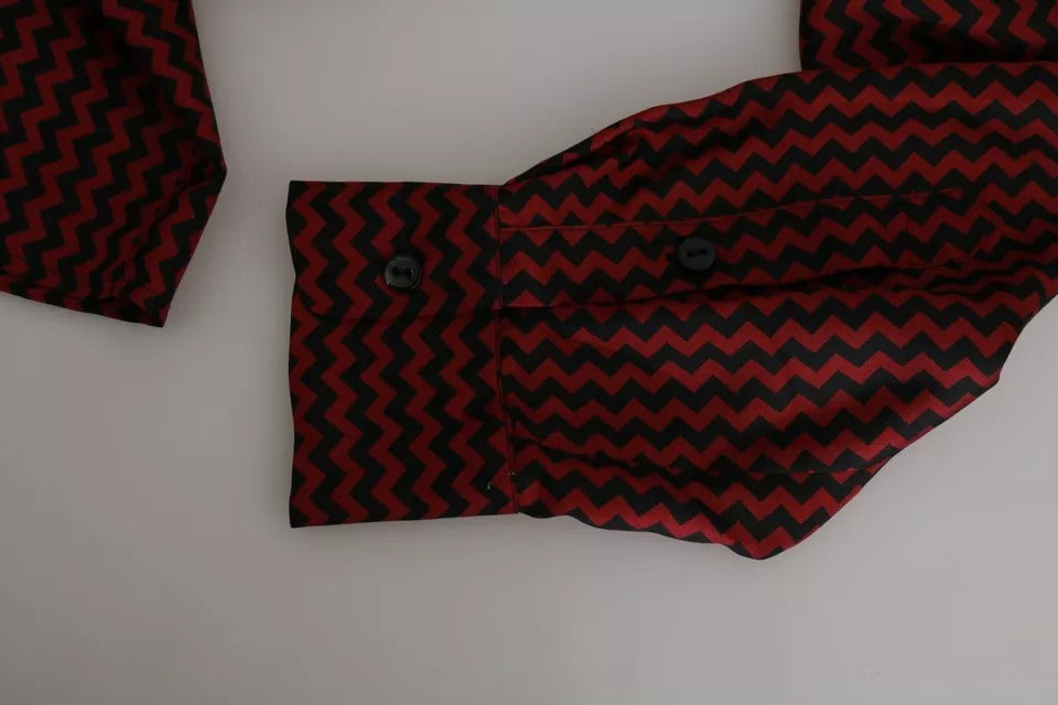 Dolce & Gabbana Dolce & Gabbana Black Red Zigzag Pattern Casual Shirt/IT39 | S/Black