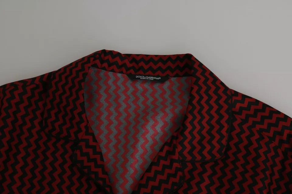 Dolce & Gabbana Dolce & Gabbana Black Red Zigzag Pattern Casual Shirt/IT39 | S/Black