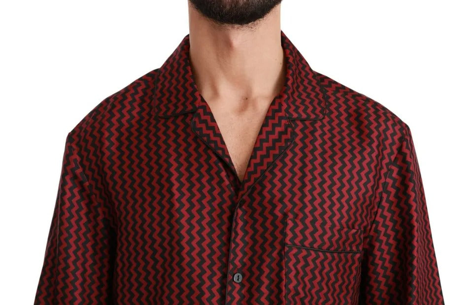 Dolce & Gabbana Dolce & Gabbana Black Red Zigzag Pattern Casual Shirt/IT39 | S/Black