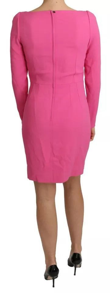 Dolce & Gabbana Pink Plunging Bodycon Sheath Mini Rayon Dress/IT42|M/Pink