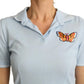 Dolce & Gabbana Dolce & Gabbana Blue Butterfly Polo T-shirt Cotton Top/IT42|M/Blue