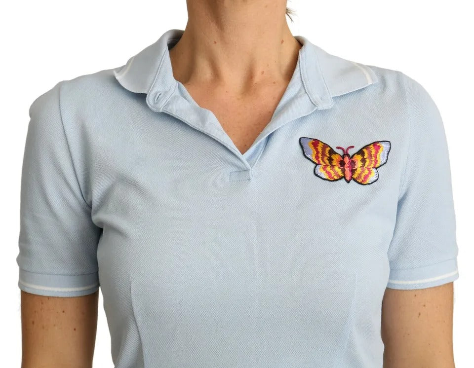 Dolce & Gabbana Dolce & Gabbana Blue Butterfly Polo T-shirt Cotton Top/IT42|M/Blue