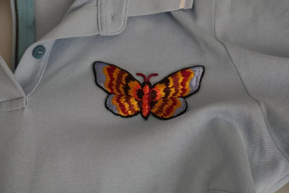 Dolce &amp; Gabbana Dolce &amp; Gabbana Blue Butterfly Polo T-shirt Cotton Top/IT42|M/Blue