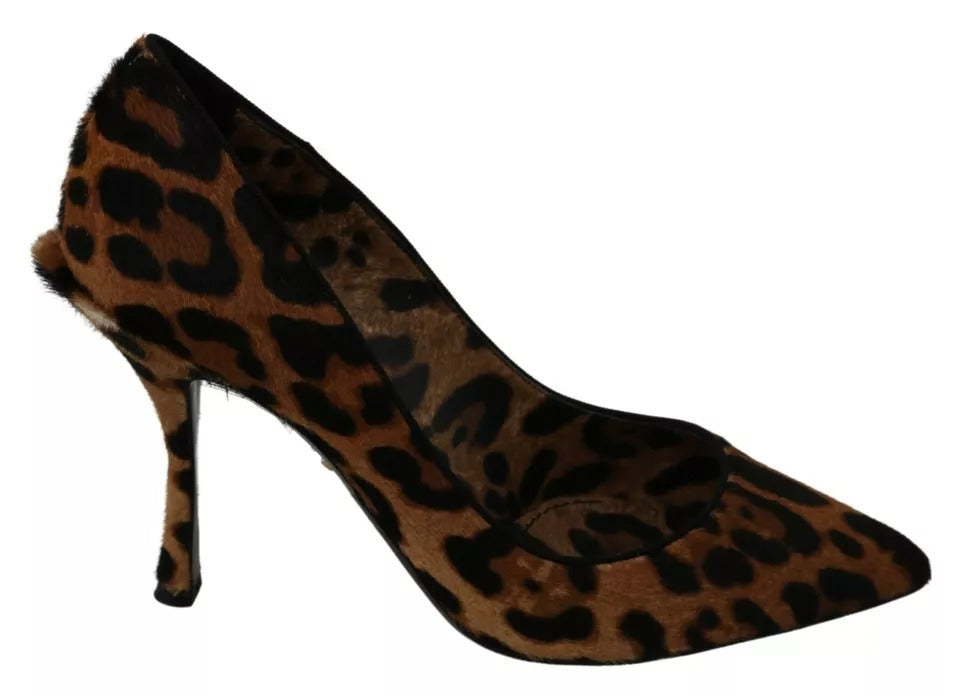 Dolce &amp; Gabbana Dolce &amp; Gabbana Brown Leopard Pony Hair Heels Pumps Shoes/EU36/US5.5/Brown