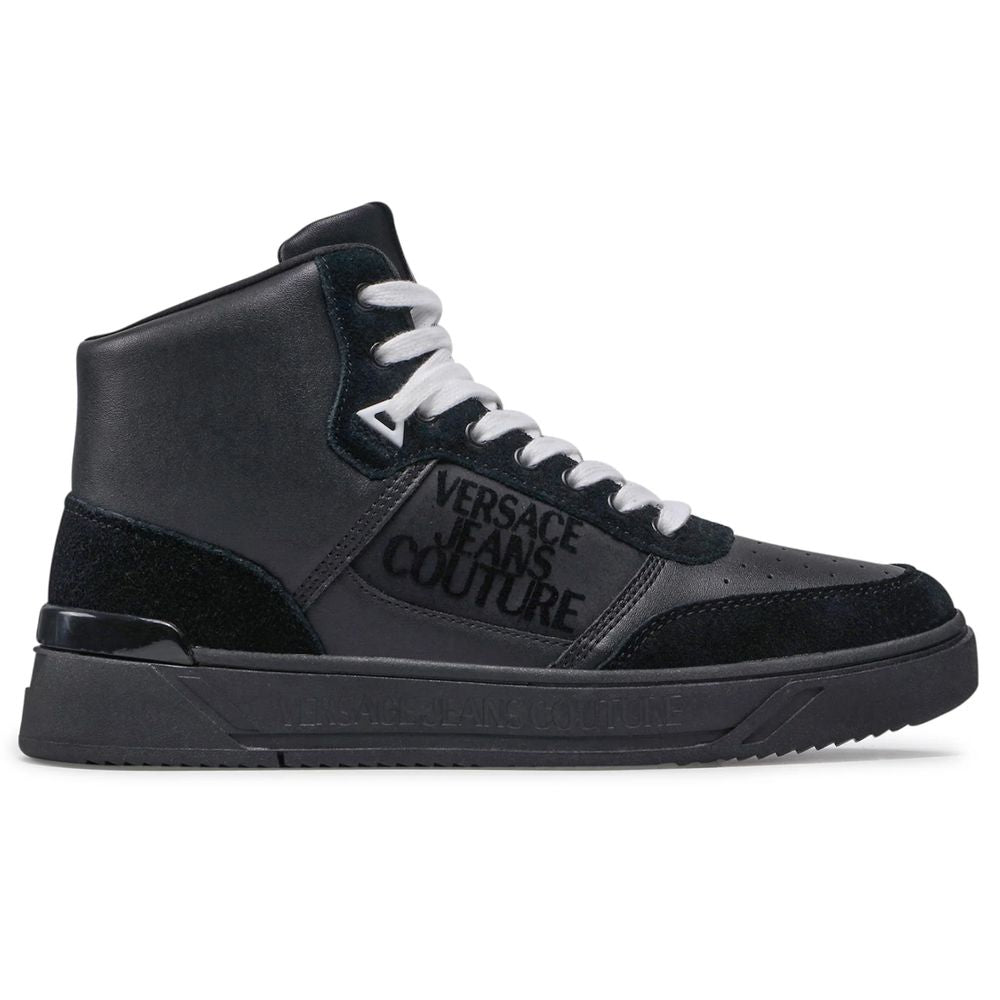 Versace Jeans Black Leather Di Calfskin Sneaker/EU45/US12/Black