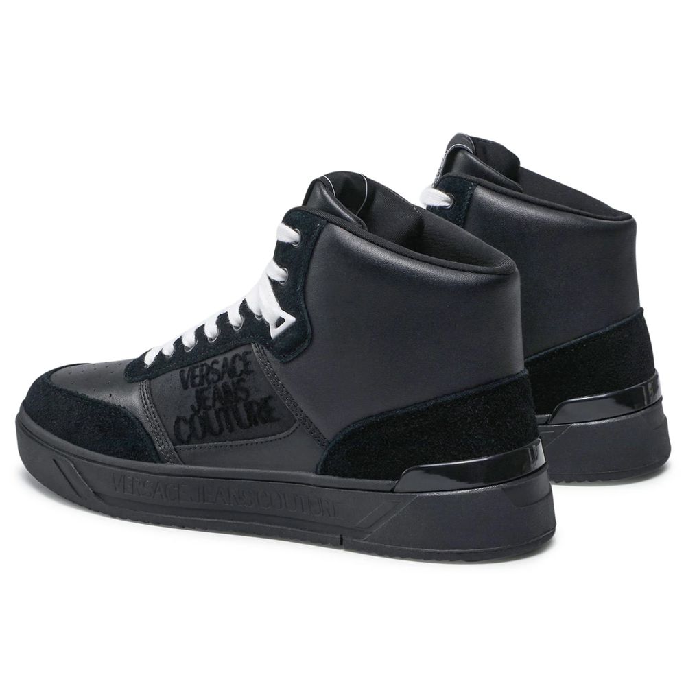 Versace Jeans Black Leather Di Calfskin Sneaker/EU45/US12/Black