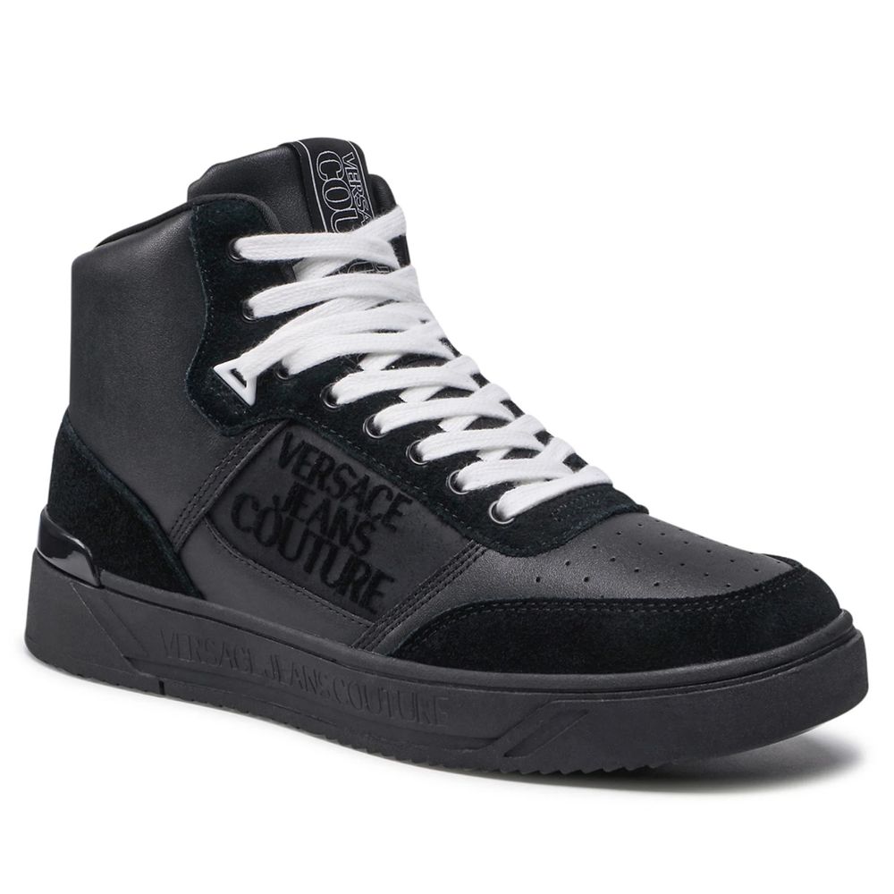 Versace Jeans Black Leather Di Calfskin Sneaker/EU45/US12/Black