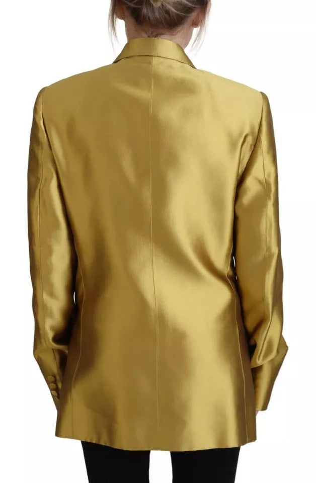 Dolce & Gabbana Gold Satin Long Sleeves Blazer Coat Jacket/IT40|S/Gold