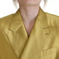 Dolce & Gabbana Gold Satin Long Sleeves Blazer Coat Jacket/IT40|S/Gold