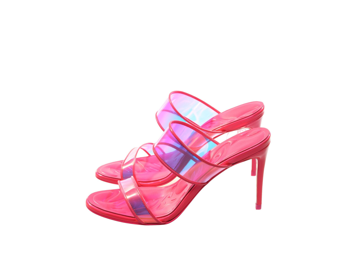 Christian Louboutin Christian Louboutin Just Loubi 85 Neon Fluoro Hot Pink Strappy High Heel Mules/EU38/US8/Pink