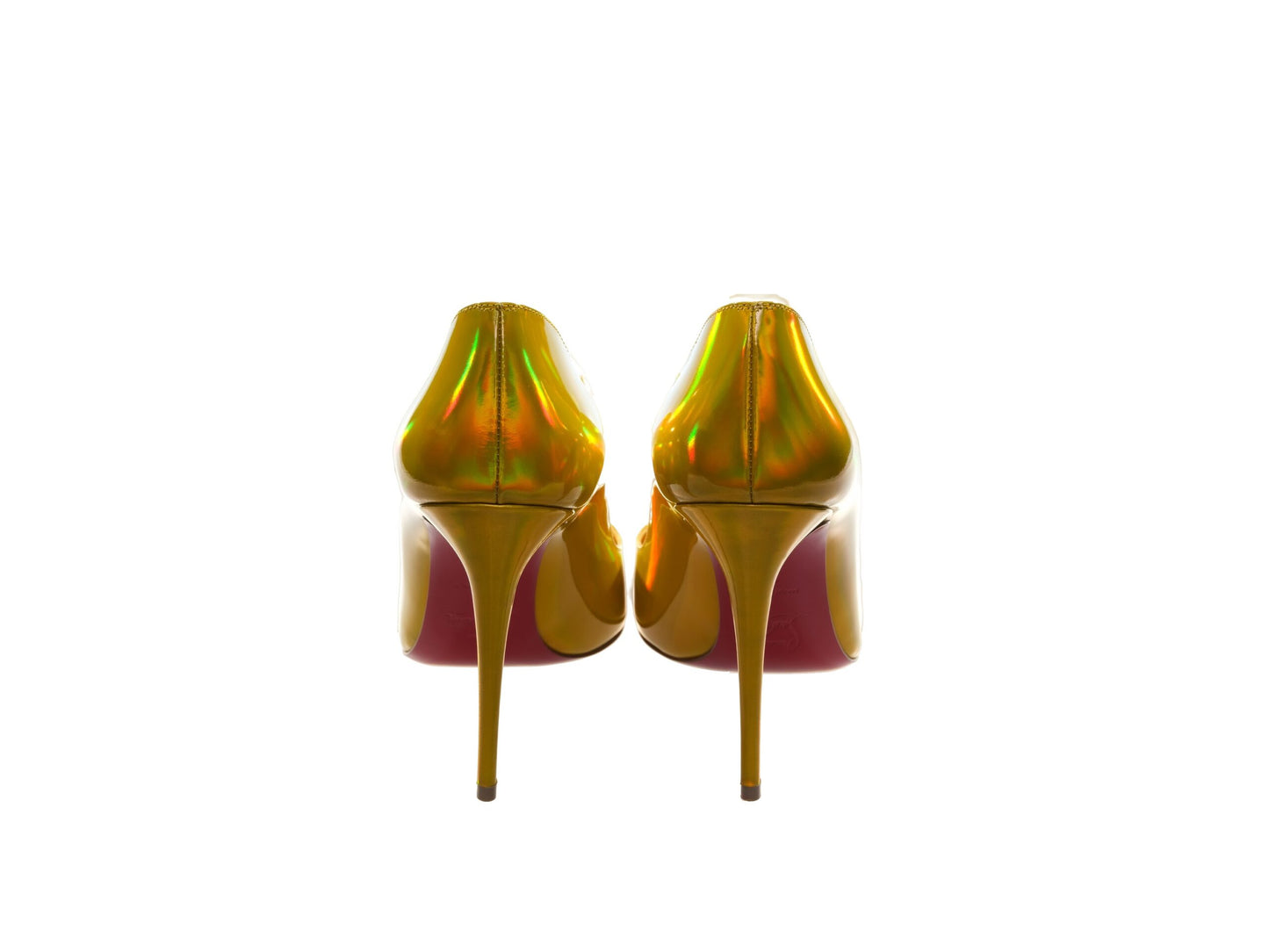 Christian Louboutin Hot Chick 100 Yellow Mirrored Patent Leather High Heel Pumps/EU37/US7/Yellow