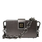 Dolce & Gabbana Dolce & Gabbana Metallic Gray Calfskin Leather DG BOX Shoulder Bag/Gray