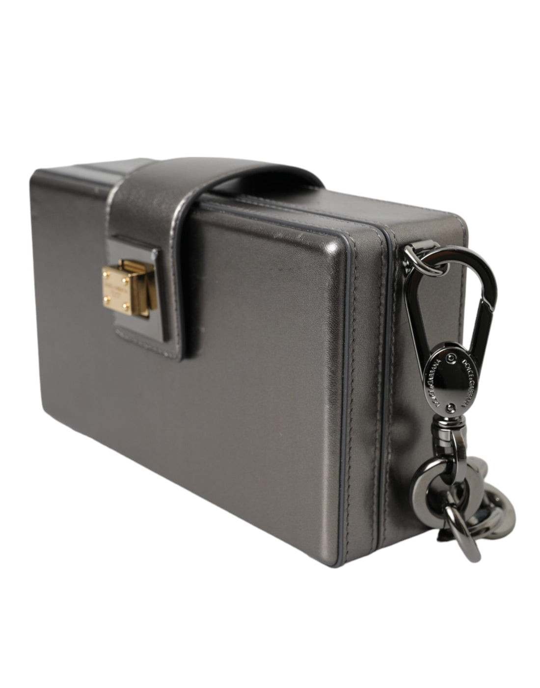 Dolce &amp; Gabbana Dolce &amp; Gabbana Metallic Gray Calfskin Leather DG BOX Shoulder Bag/Gray