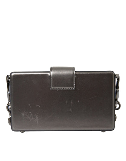 Dolce &amp; Gabbana Dolce &amp; Gabbana Metallic Gray Calfskin Leather DG BOX Shoulder Bag/Gray