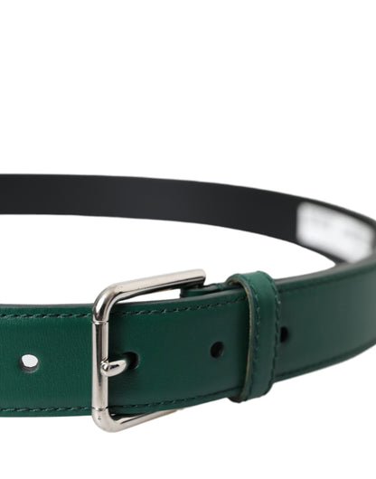 Dolce &amp; Gabbana Dolce &amp; Gabbana Green Beige Leather Weaved Metal Buckle Belt/90 cm / 36 Inches/Green