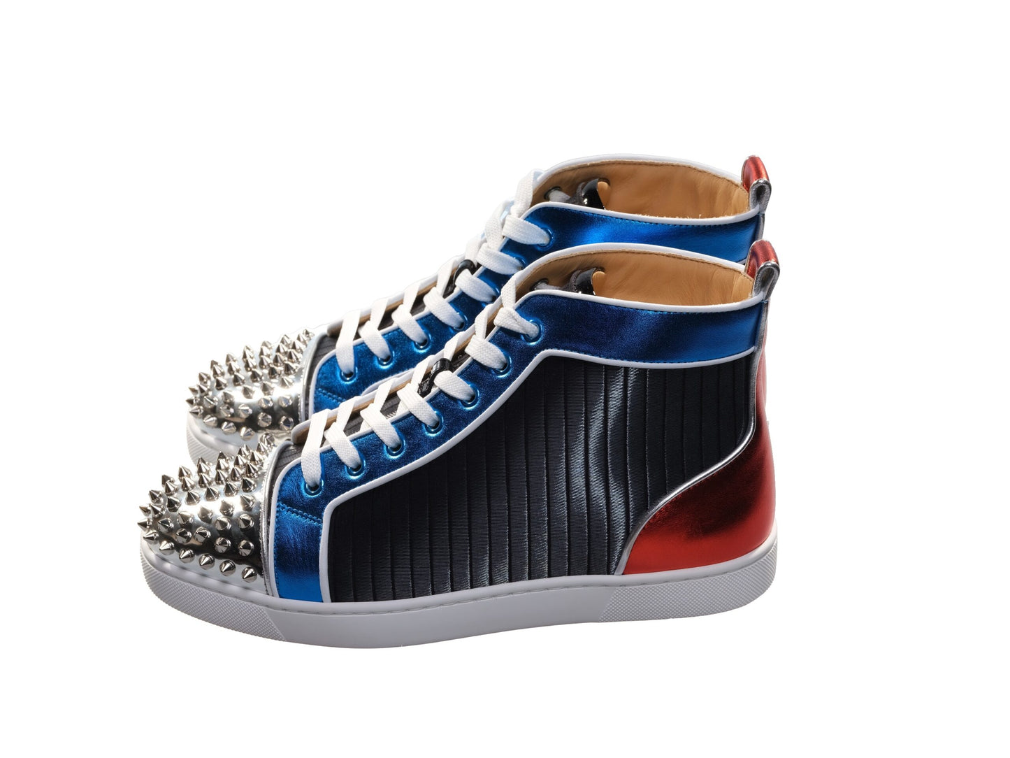 Christian Louboutin Christian Louboutin Louis Spikes Orlato Flat Multi Coloured Leather High Top Sneakers/EU41.5/US8.5/Multicolor