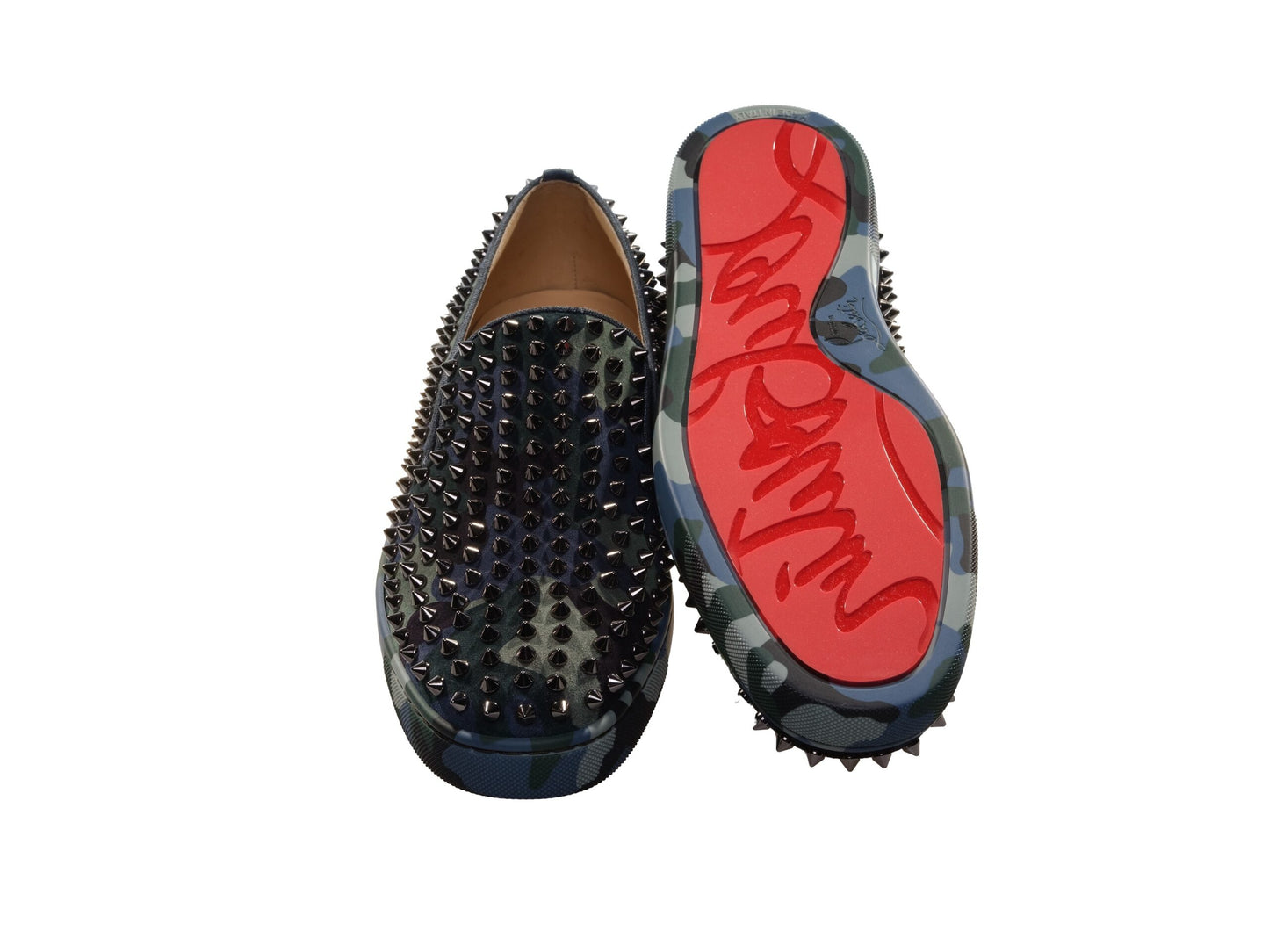 Christian Louboutin Christian Louboutin Roller Boat Flat Slip On Camouflage and Studded Shoes/EU41.5/US8.5/Multicolor