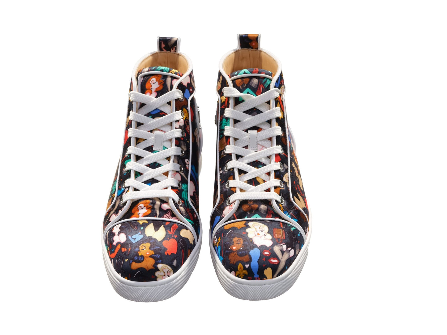 Christian Louboutin Christian Louboutin Louis Orlato Flat Crepe Satin Multicolour Limited edition Dr Bored Print High Top Sneakers/EU40.5/US7.5/Multicolor