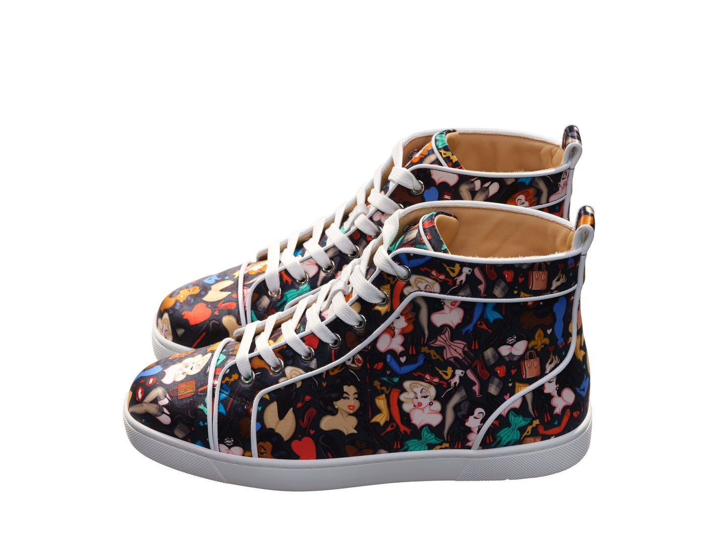 Christian Louboutin Christian Louboutin Louis Orlato Flat Crepe Satin Multicolour Limited edition Dr Bored Print High Top Sneakers/EU40.5/US7.5/Multicolor