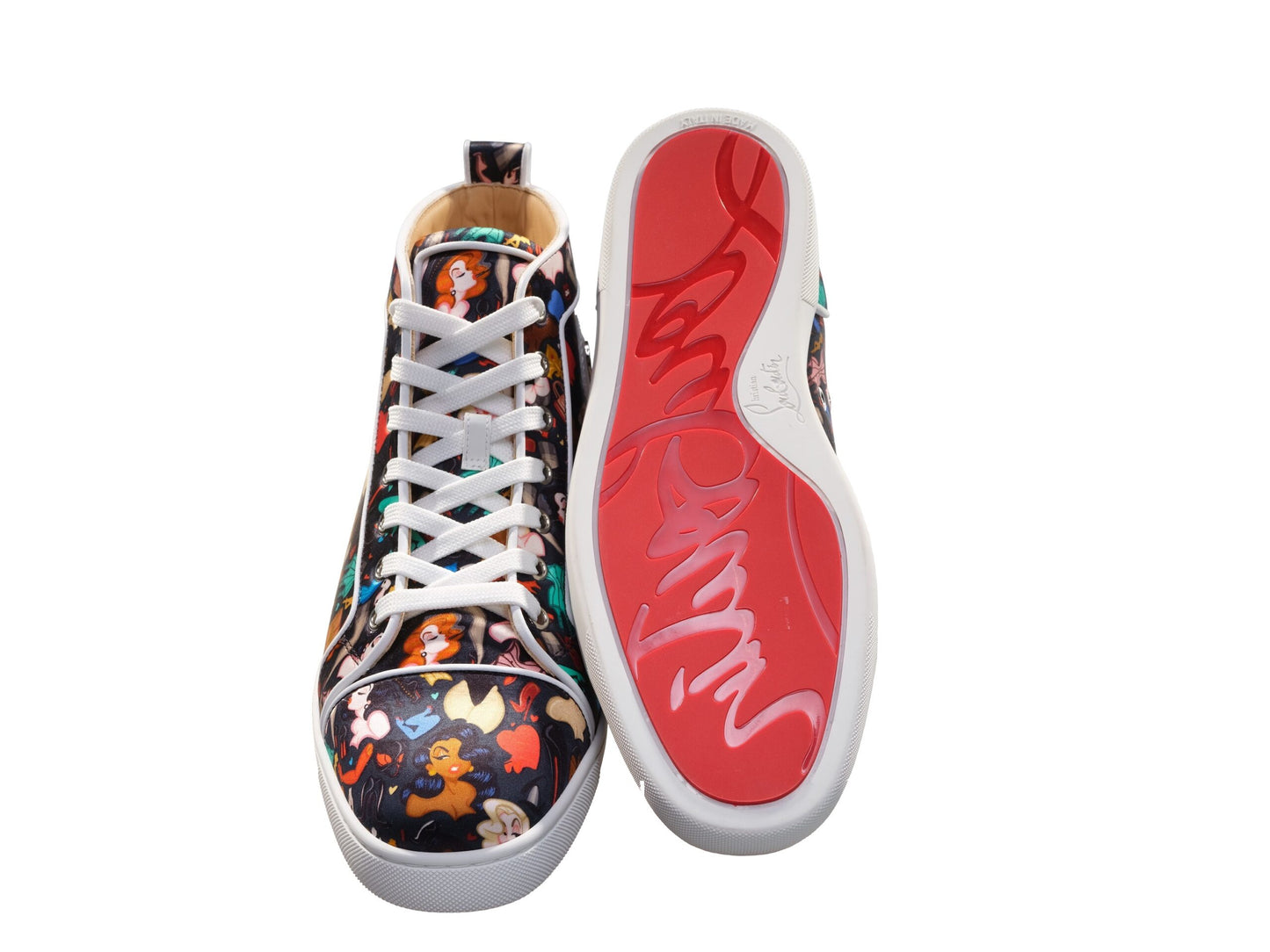 Christian Louboutin Christian Louboutin Louis Orlato Flat Crepe Satin Multicolour Limited edition Dr Bored Print High Top Sneakers/EU40.5/US7.5/Multicolor