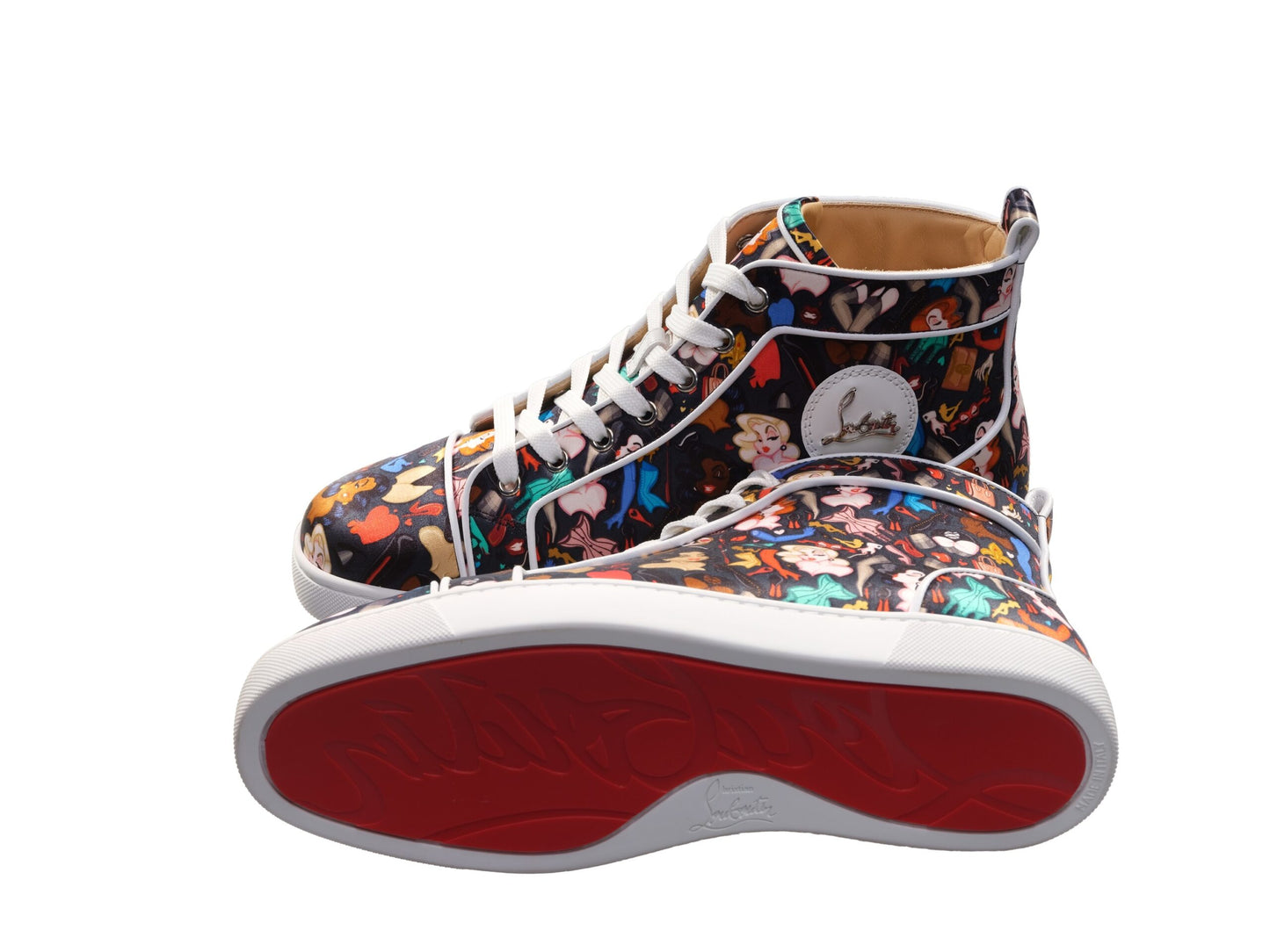 Christian Louboutin Christian Louboutin Louis Orlato Flat Crepe Satin Multicolour Limited edition Dr Bored Print High Top Sneakers/EU40.5/US7.5/Multicolor