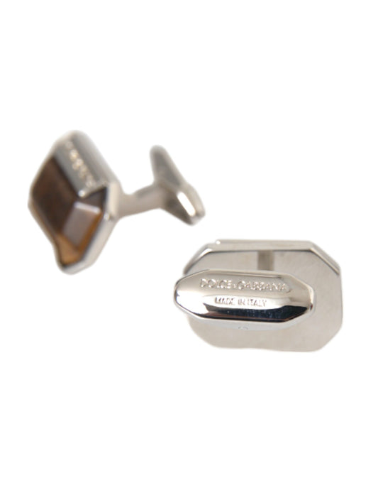 Dolce & Gabbana Dolce & Gabbana Silver Plated Brass Pin Crystal Cufflinks/Silver