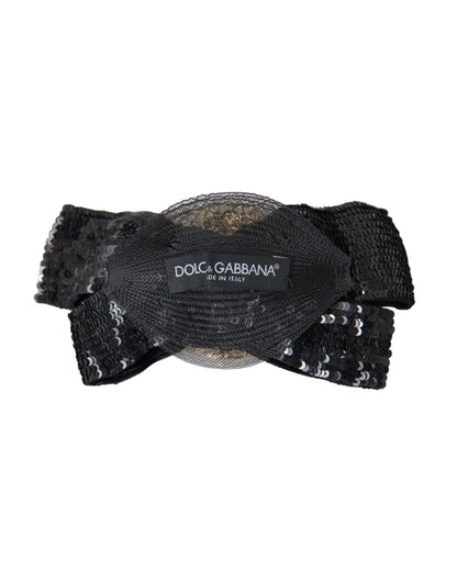 Dolce &amp; Gabbana Dolce &amp; Gabbana Black Sequin Pearl Handmade Brooch Hair Pin/Black