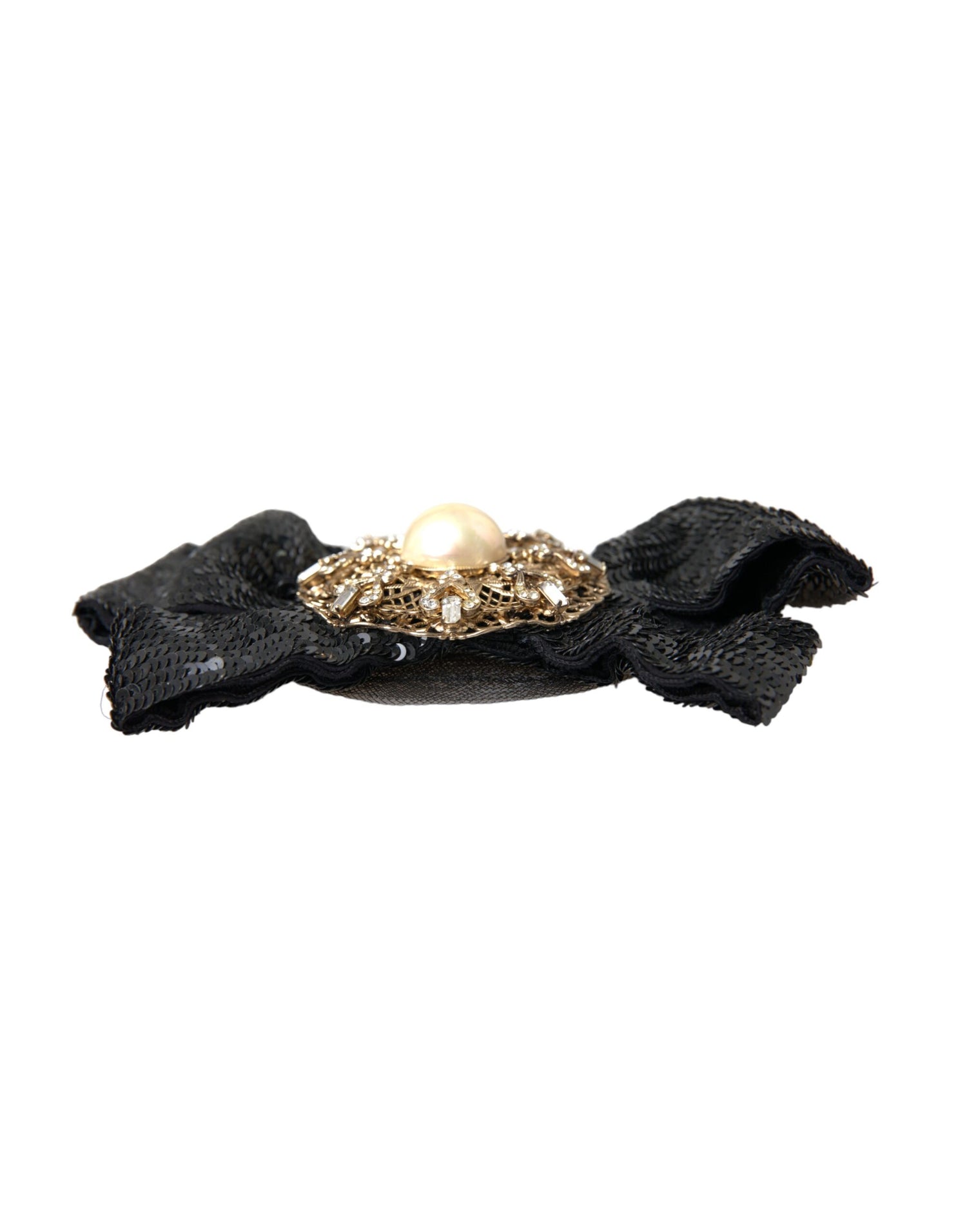 Dolce &amp; Gabbana Dolce &amp; Gabbana Black Sequin Pearl Handmade Brooch Hair Pin/Black