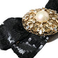 Dolce & Gabbana Dolce & Gabbana Black Sequin Pearl Handmade Brooch Hair Pin/Black