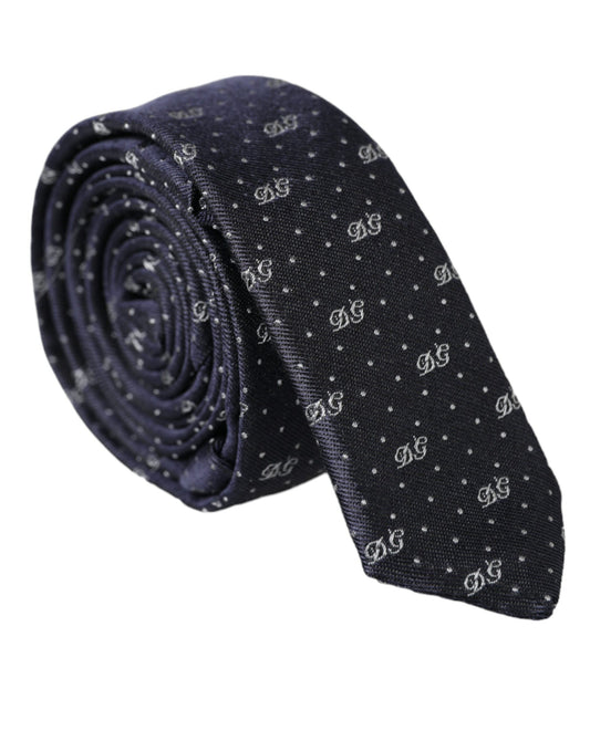 Dolce & Gabbana Dolce & Gabbana Blue DG Logo 100% Silk Adjustable Tie/Blue