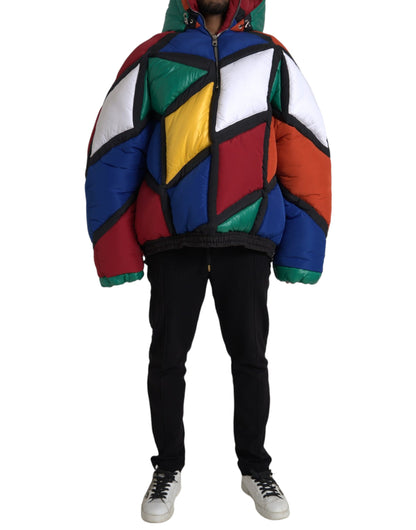 Dolce &amp; Gabbana Multicolor Quilted Hooded Puffer Jacket/IT52 | XL/Multicolor