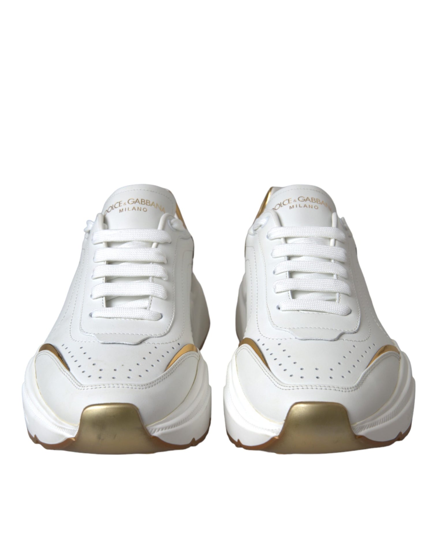 Dolce &amp; Gabbana Dolce &amp; Gabbana White Gold DAYMASTER Leather Sneakers Men Shoes/EU41.5/US8.5/White