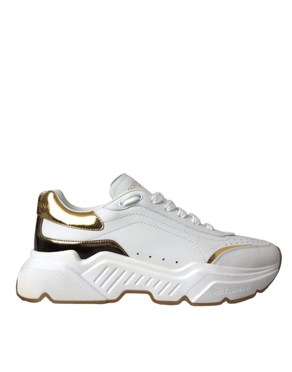Dolce &amp; Gabbana Dolce &amp; Gabbana White Gold DAYMASTER Leather Sneakers Men Shoes/EU41.5/US8.5/White